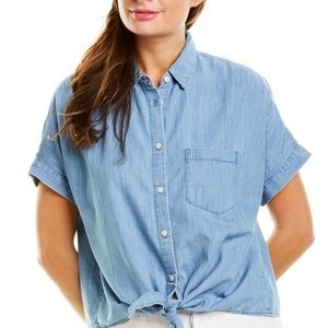 Madewell Tie Front Denim Shirt Size S